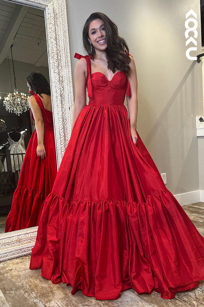 L2981 - Classic & Timeless A-Line Straps Ruffles Formal Party Prom Dress