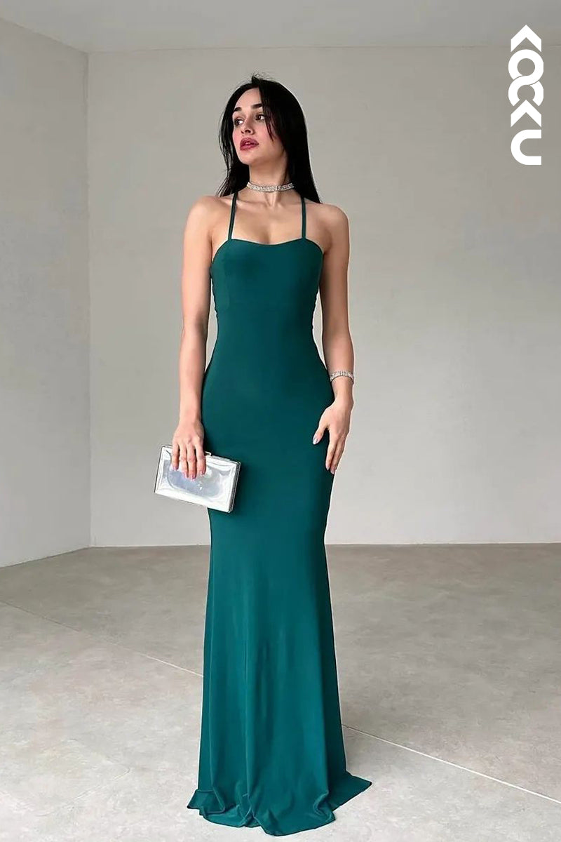 L2852 - Simple & Casual Sheath/Column Criss-Cross Straps Square Sexy Party Prom Dress