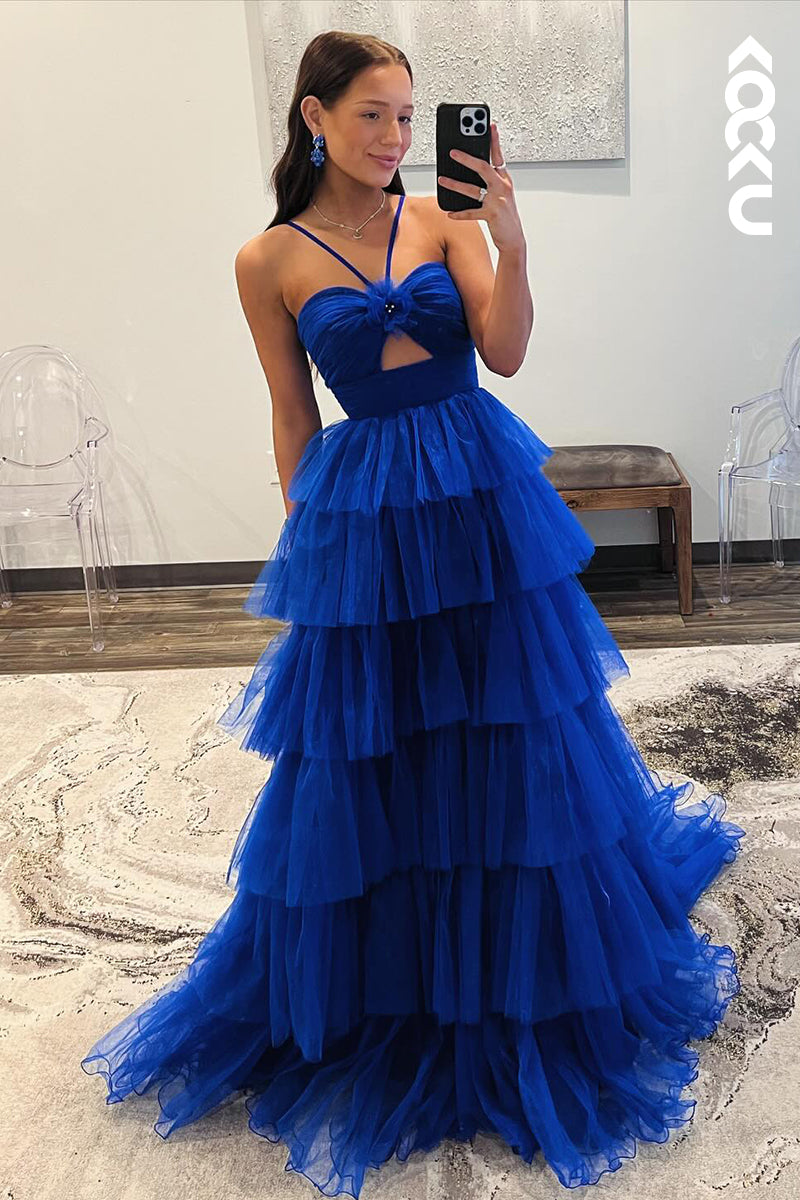 L2660 - Gorgeous & Charming Halter Sleeveless A-line Open Back A-Line Evening Party Prom Dress
