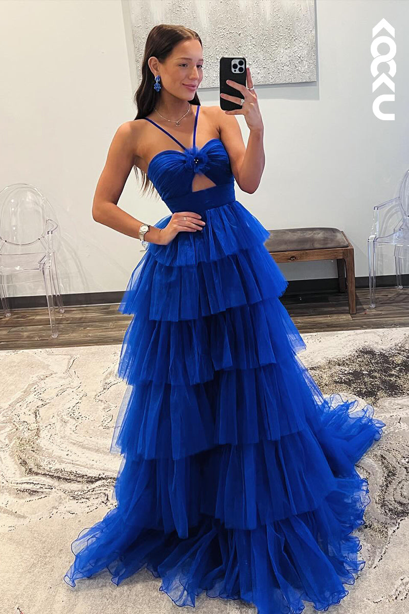 L2660 - Gorgeous & Charming Halter Sleeveless A-line Open Back A-Line Evening Party Prom Dress