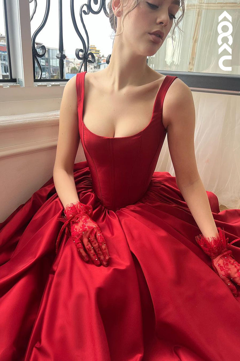 L2666 - Classic & Timeless Straps Scoop A-line Formal Party Prom Dress
