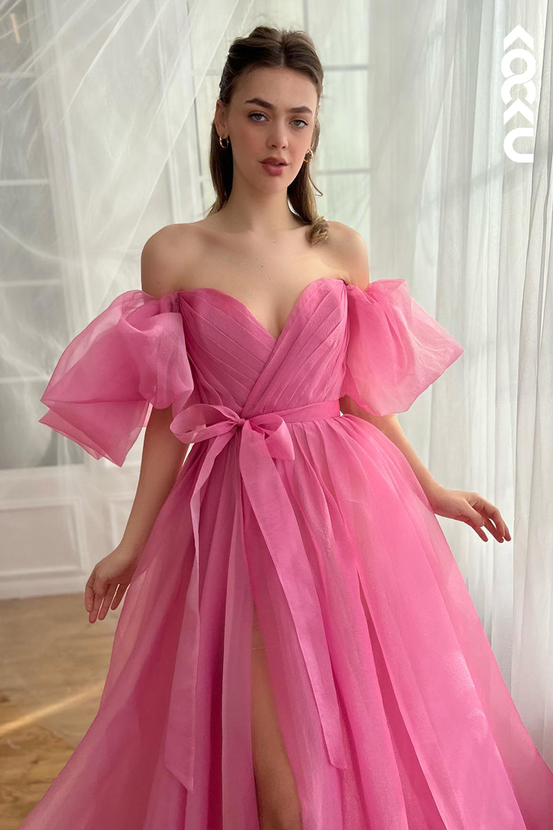 L2741 - Elegant & Luxurious Cap Slleves Sweetheart A-line Tulle Formal Prom Dress