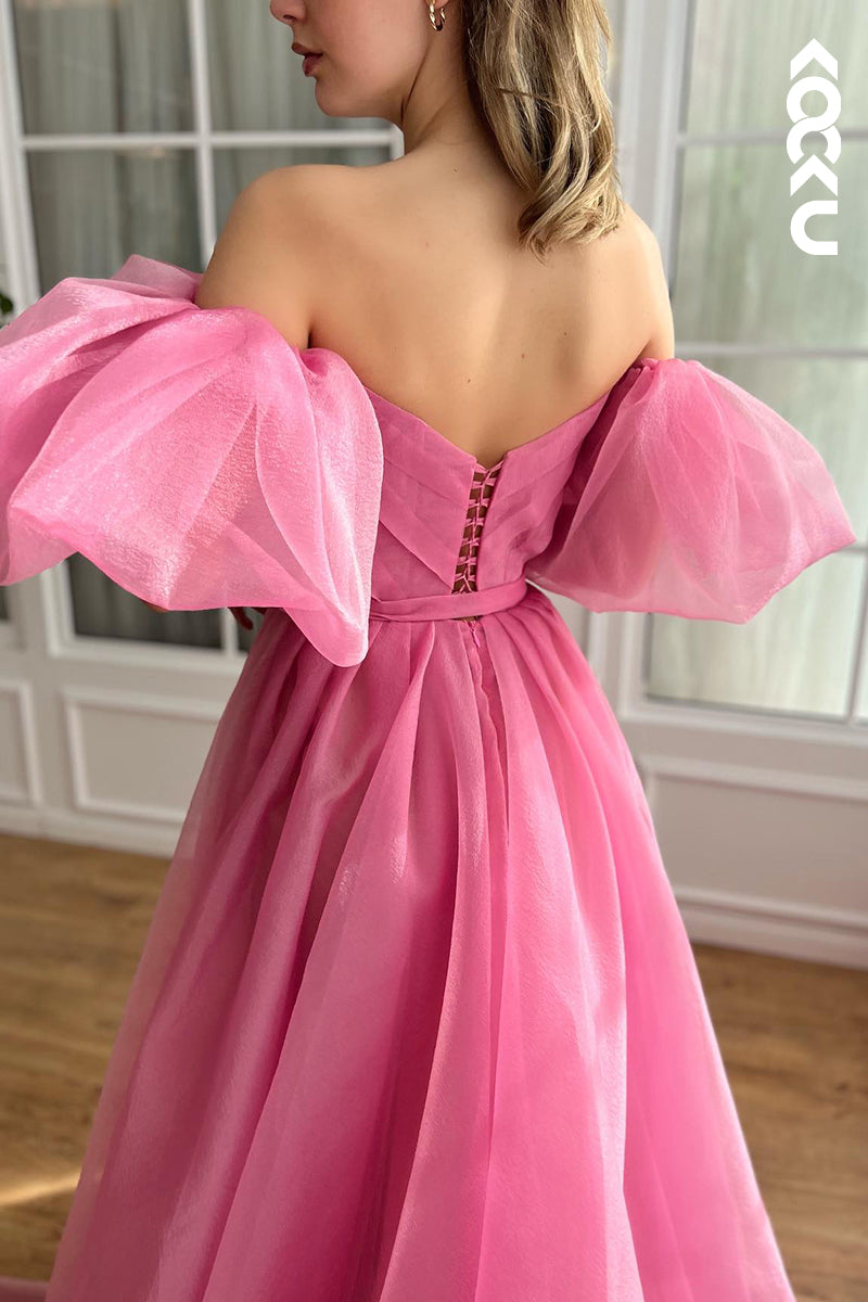 L2741 - Elegant & Luxurious Cap Slleves Sweetheart A-line Tulle Formal Prom Dress