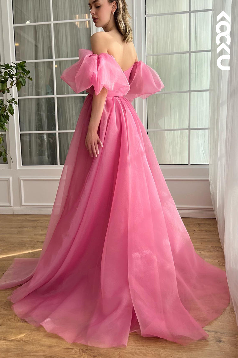 L2741 - Elegant & Luxurious Cap Slleves Sweetheart A-line Tulle Formal Prom Dress