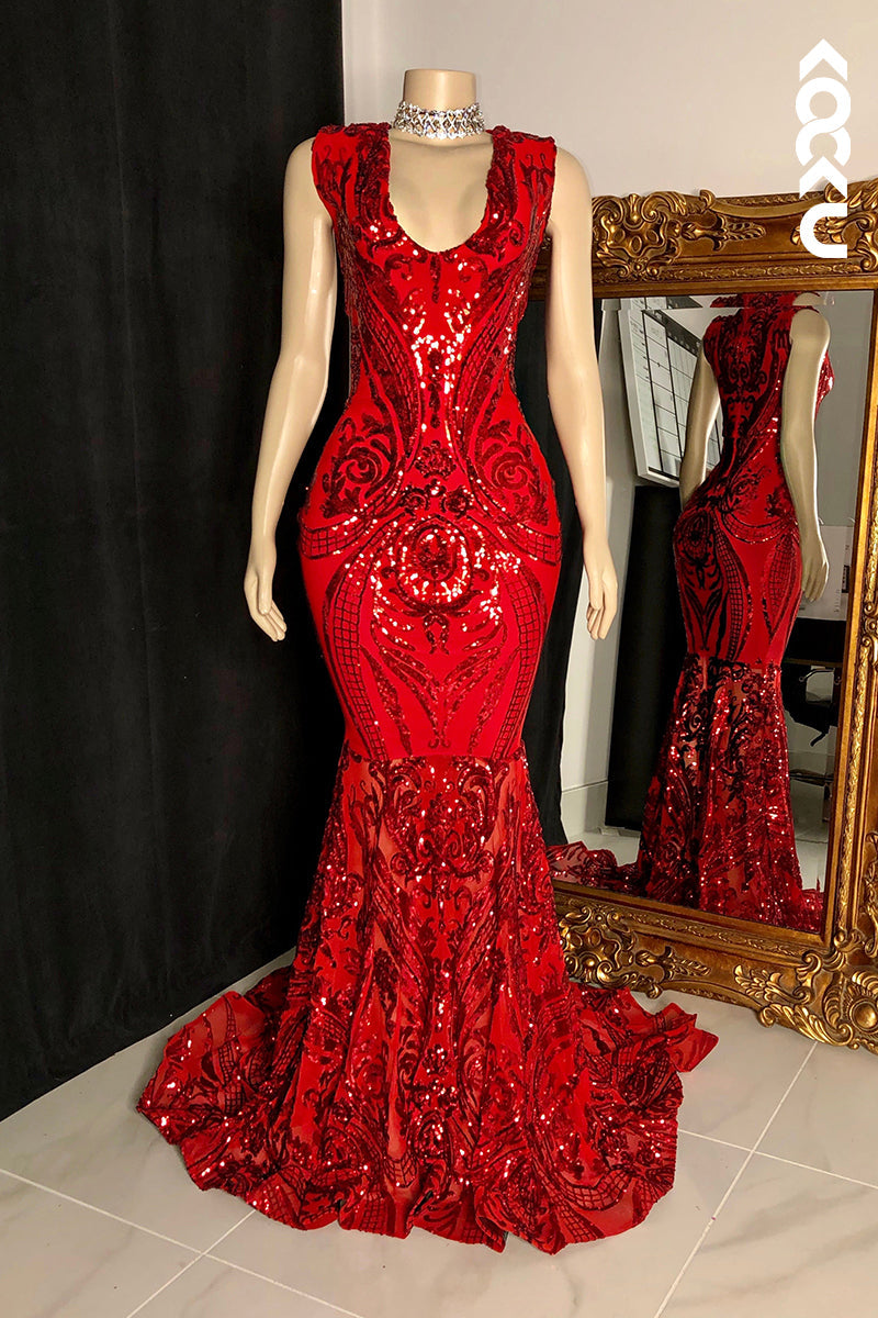 L2793 - Glamorous & Dramatic Mermaid Sequins Sleeveless Evening Party Prom Dress