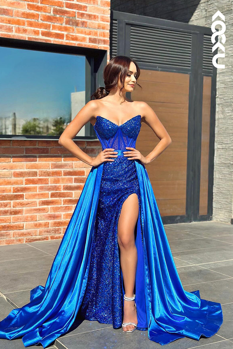 L2958 - Gorgeous & Charming Sheath/Column V-Neck Sleeveless Sequins Evening Party Prom Dress