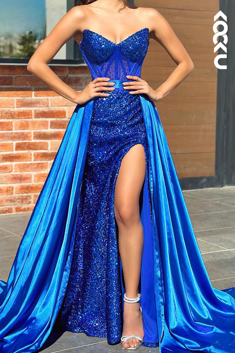 L2958 - Gorgeous & Charming Sheath/Column V-Neck Sleeveless Sequins Evening Party Prom Dress