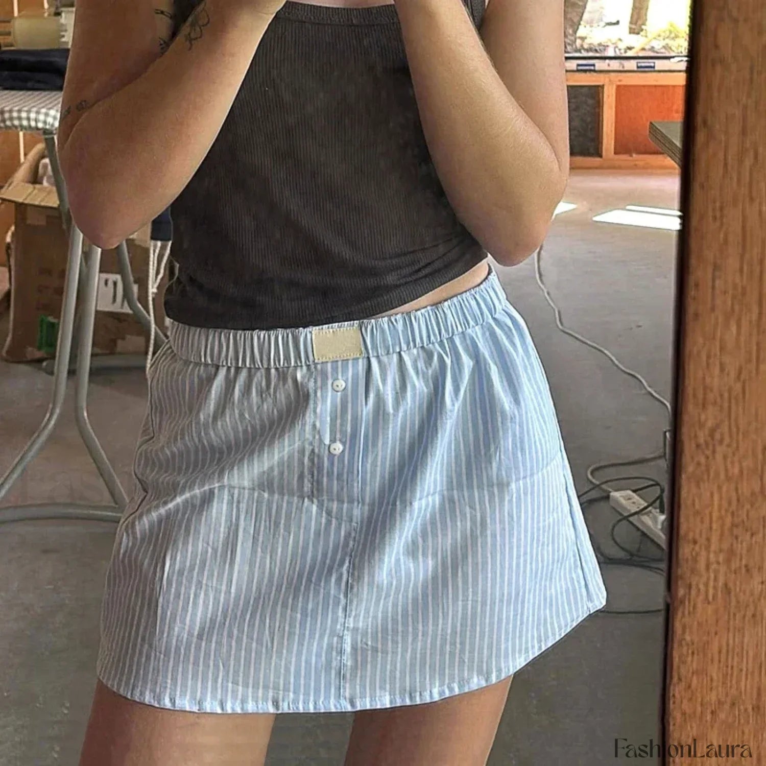 Korean Plaid Boxer Mini Skirt