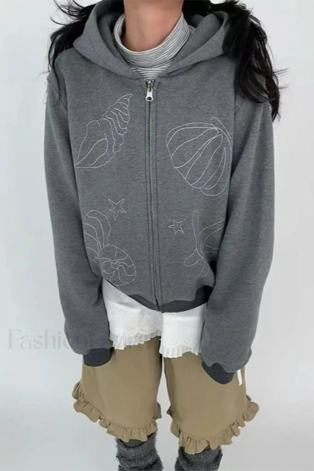 Korean Streetwear Long Sleeve Hoodie