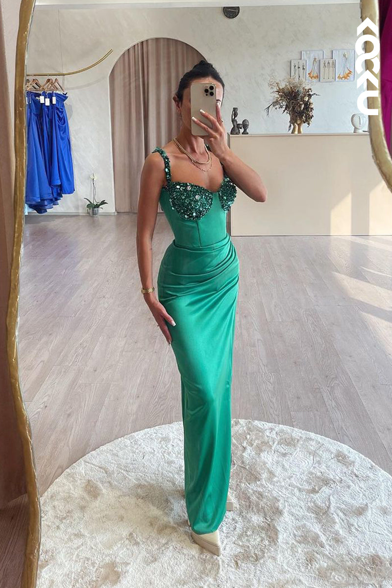 L2190 - Sexy & Classic Spaghetti straps V-Neck Ruched Party Prom Dress Party Prom Dress