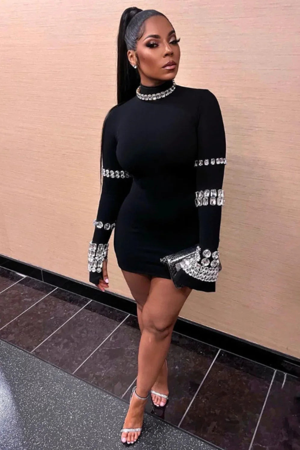 Kris Rhinestone Stylish Bodycon Dress