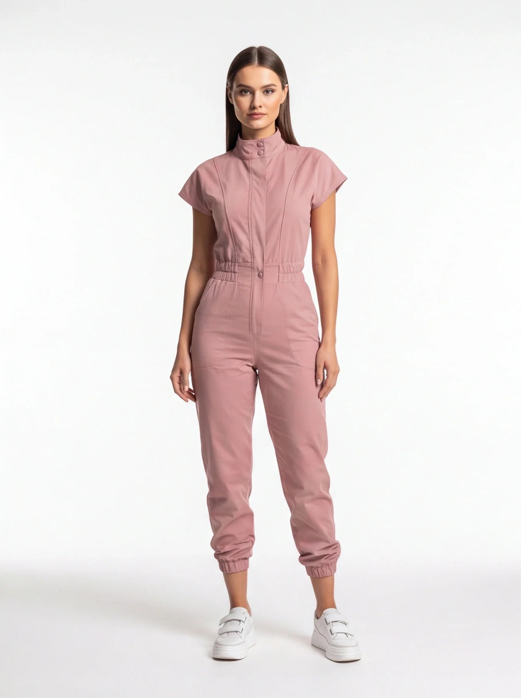 Elegant Soft Women's Jumpsuit with Pockets and Adjustable Straps