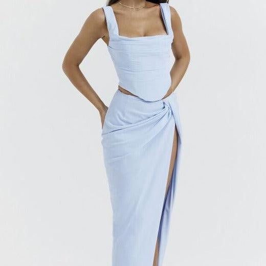 Kylee Square Neck Corset And High Slit Skirt