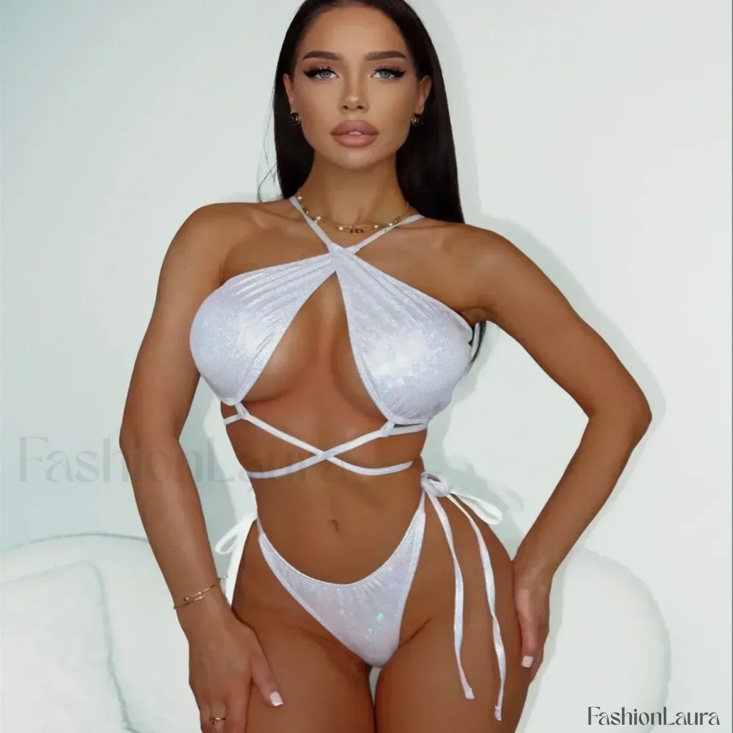 Lace Backless Split Sexy Bikini Set