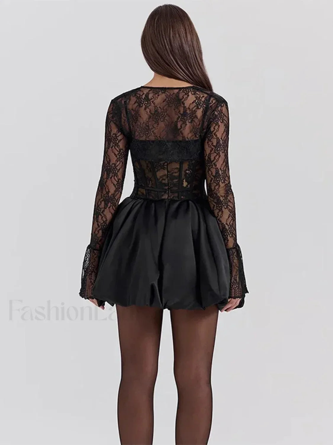 Lace Bandage See-Through Mini Dress