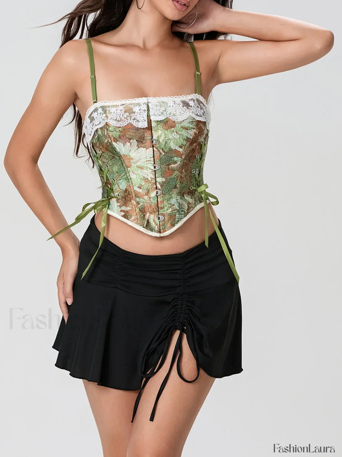 Lace Corset Tie-Back Crop Top