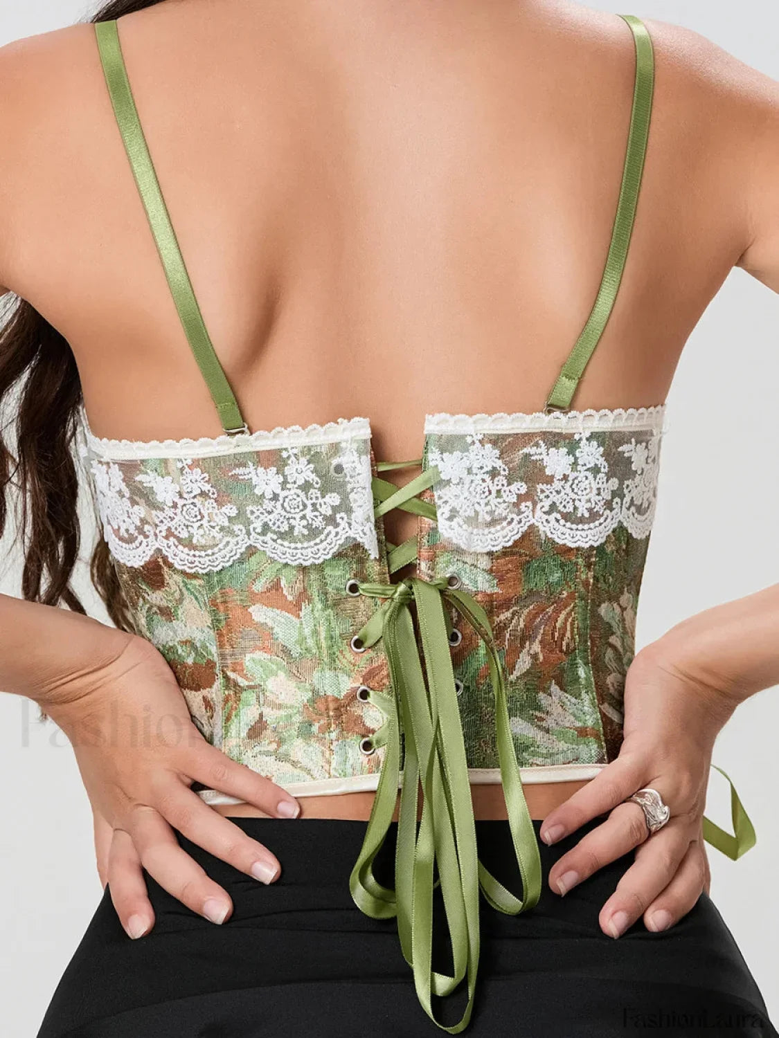 Lace Corset Tie-Back Crop Top