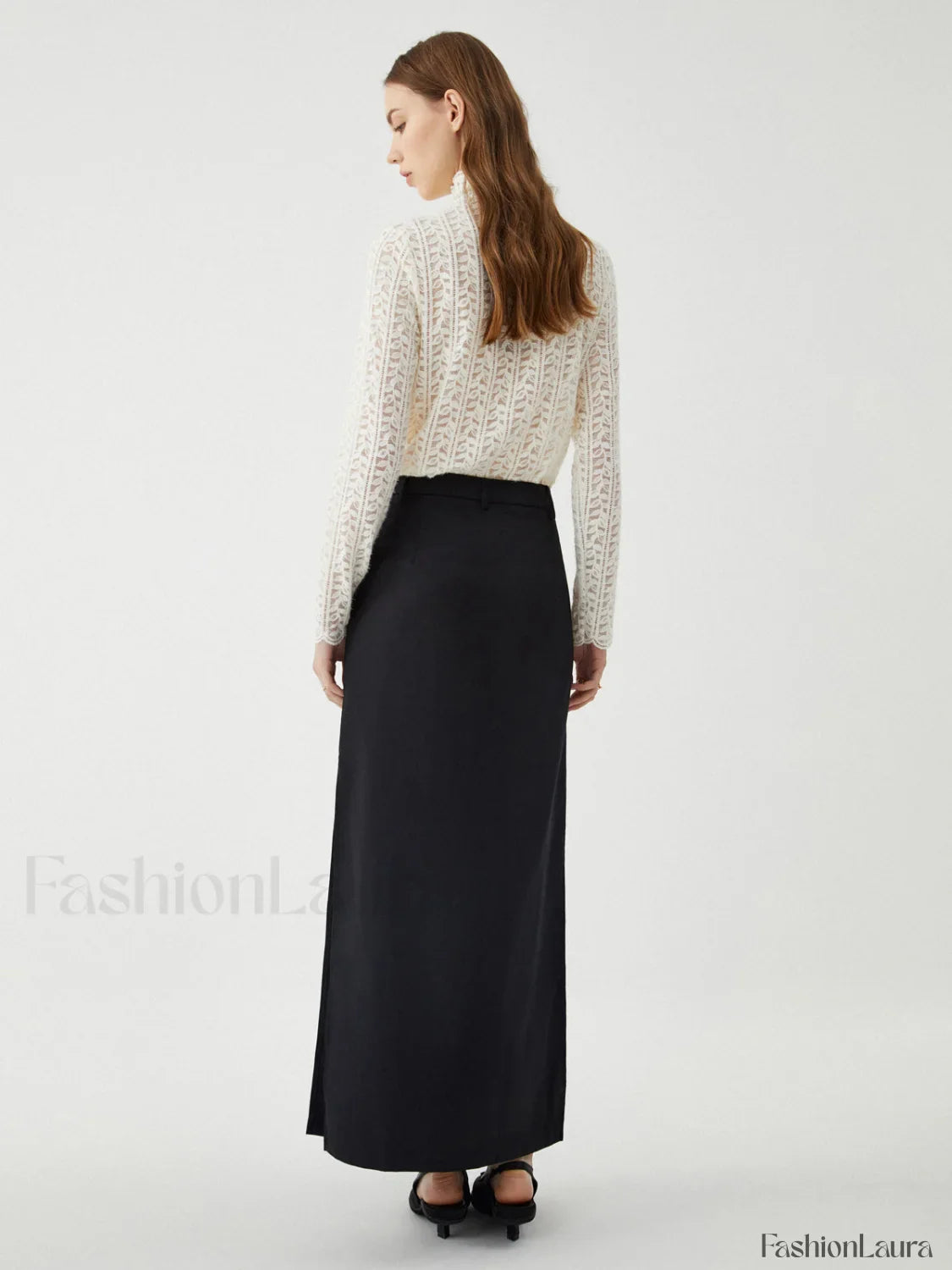 Lace Floral Graceful Pattern Mockneck Top