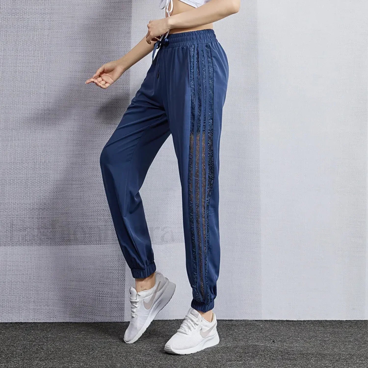 Lace Hollow Athletic Jogging Sweatpants Blue / S