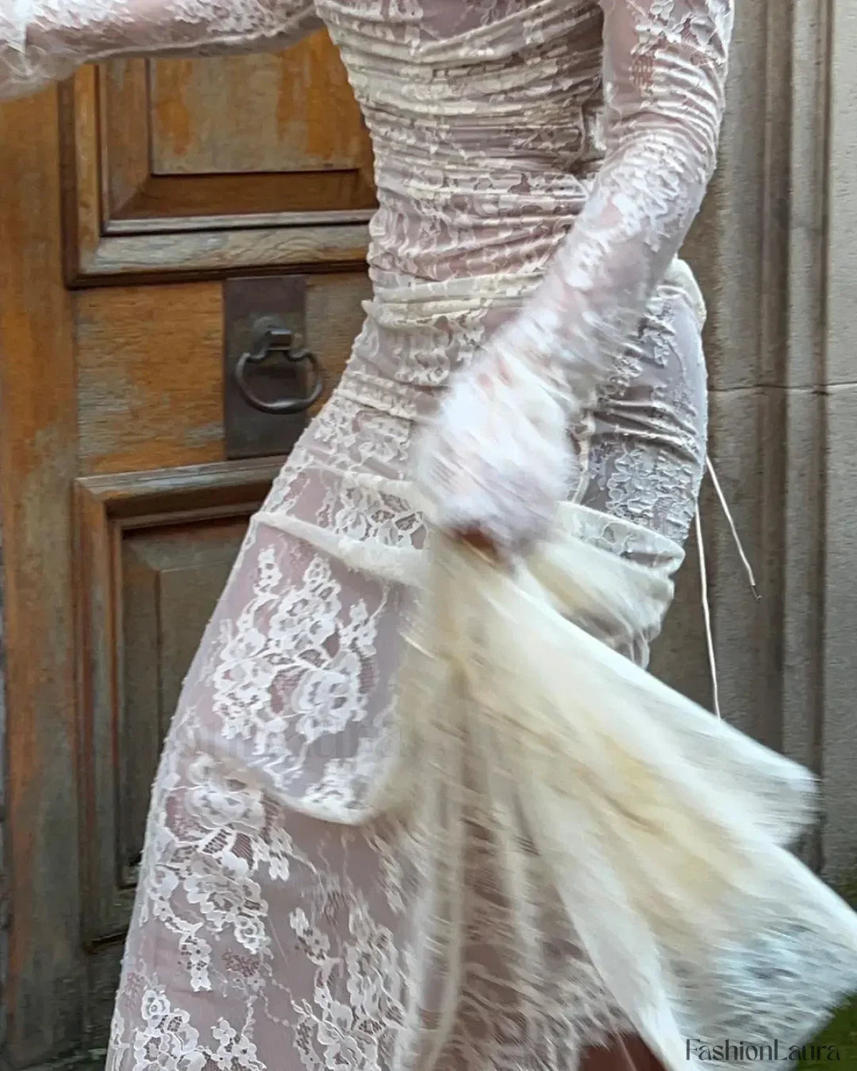 Lace Hollow Cape Maxi Dress