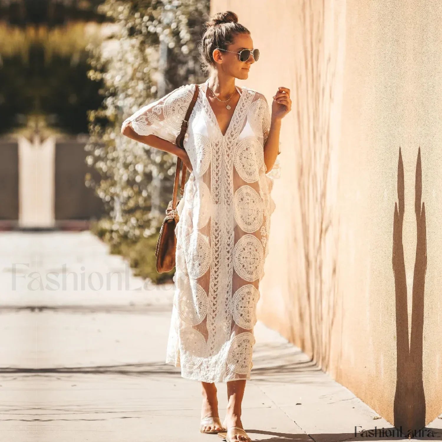 Lace Kaftan Pareo Beach Cover Up