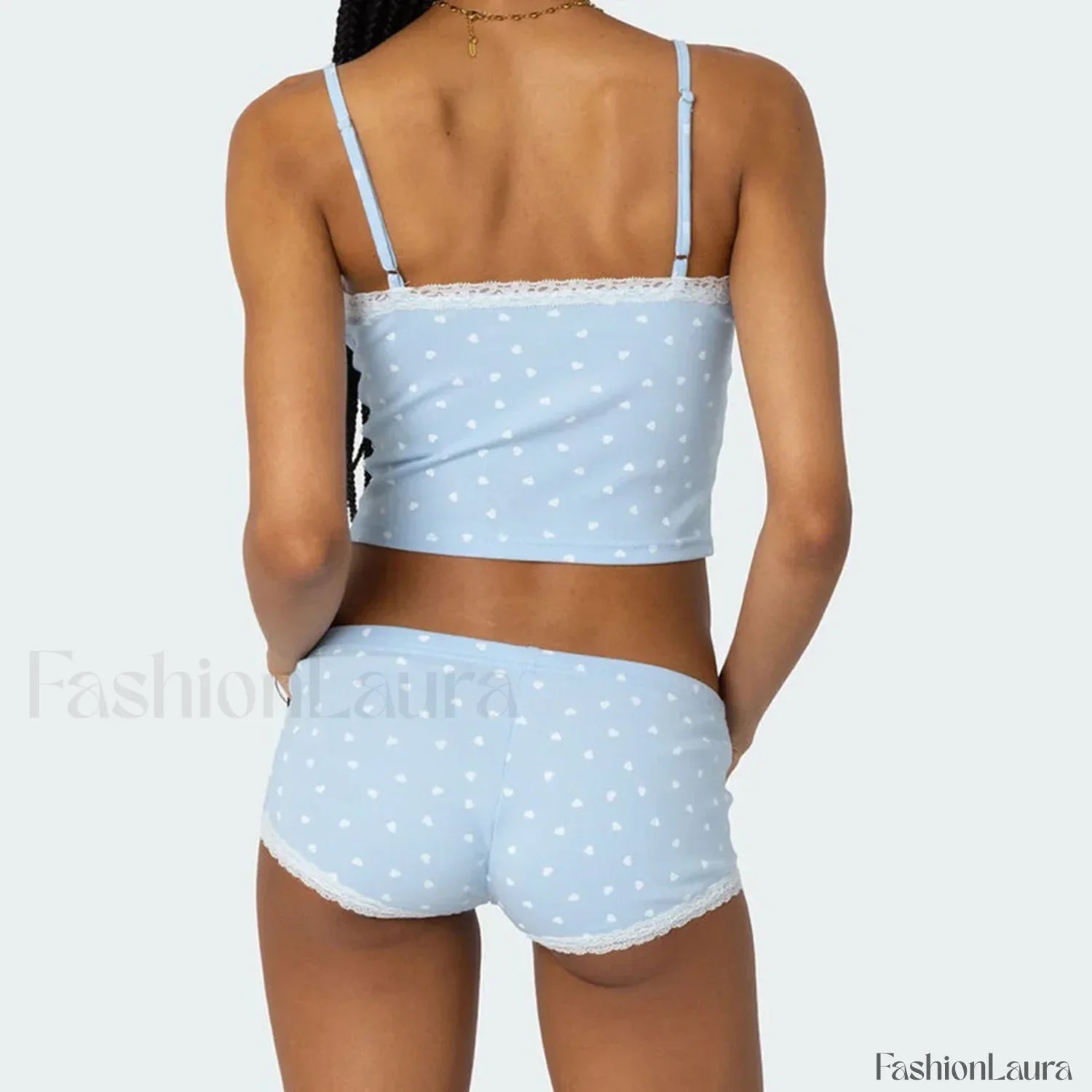 Lace Pajama Set Sleeveless Cami Tank Shorts Two Piece Set