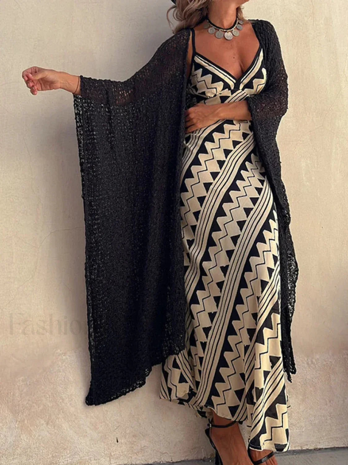 Lace Patchwork Deep-V Boho Dress