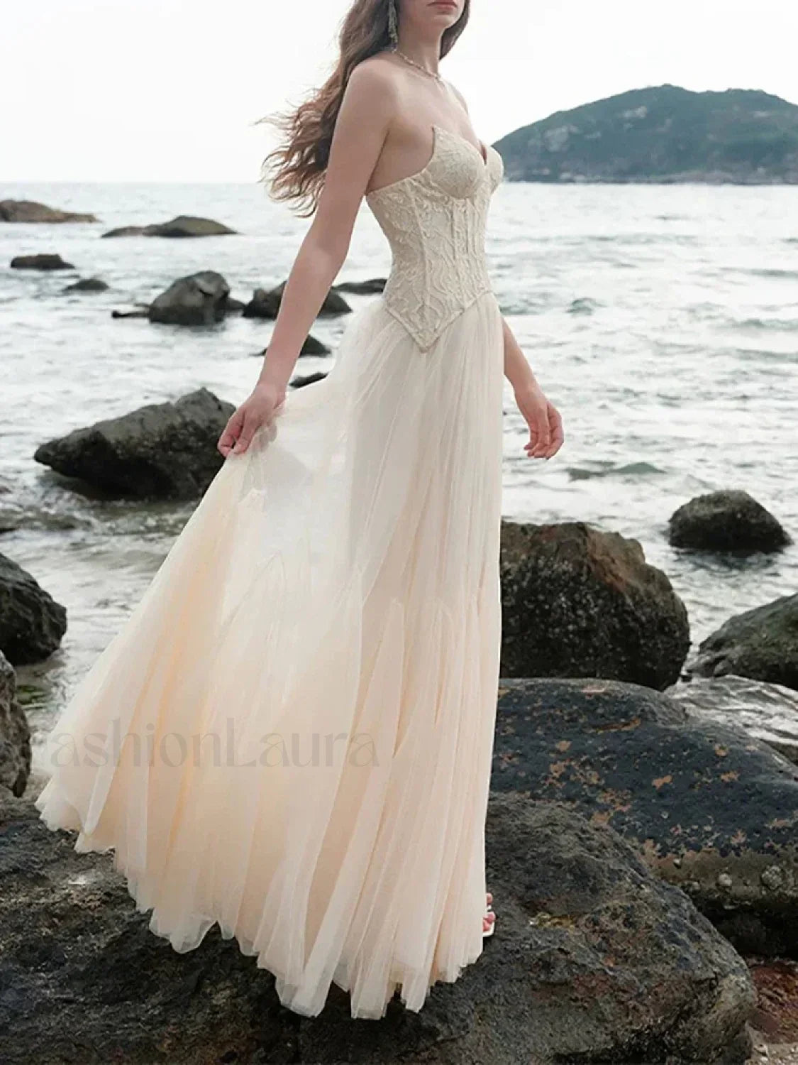 Lace Patchwork Pink Maxi Dress