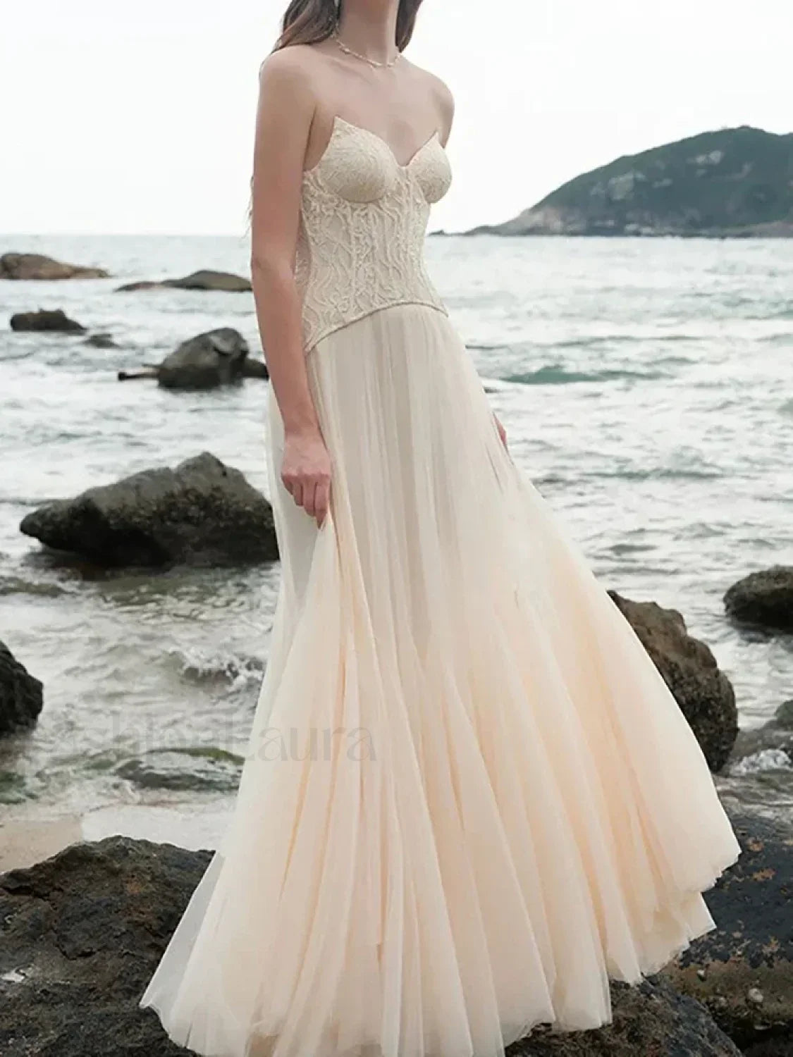 Lace Patchwork Pink Maxi Dress