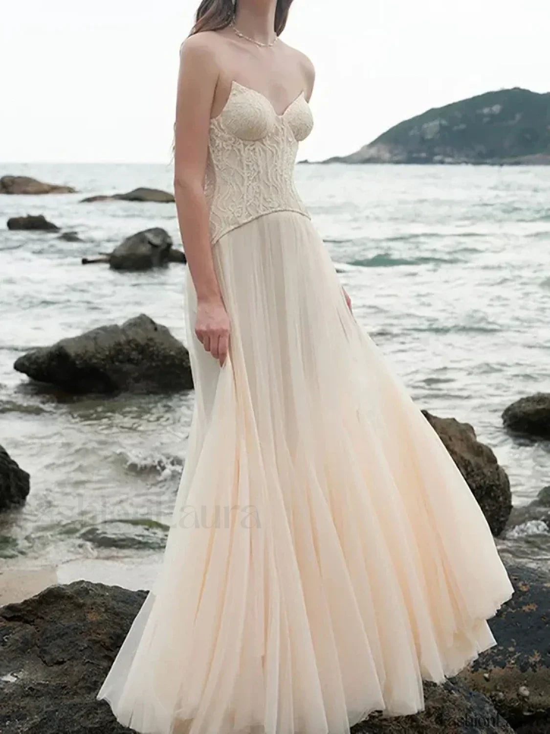 Lace Patchwork Pink Maxi Dress