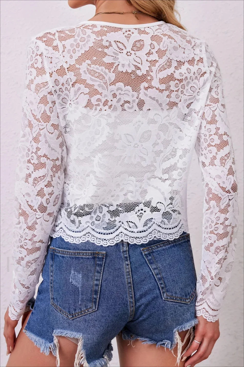 Lace See-Through Long Sleeve Cardigan