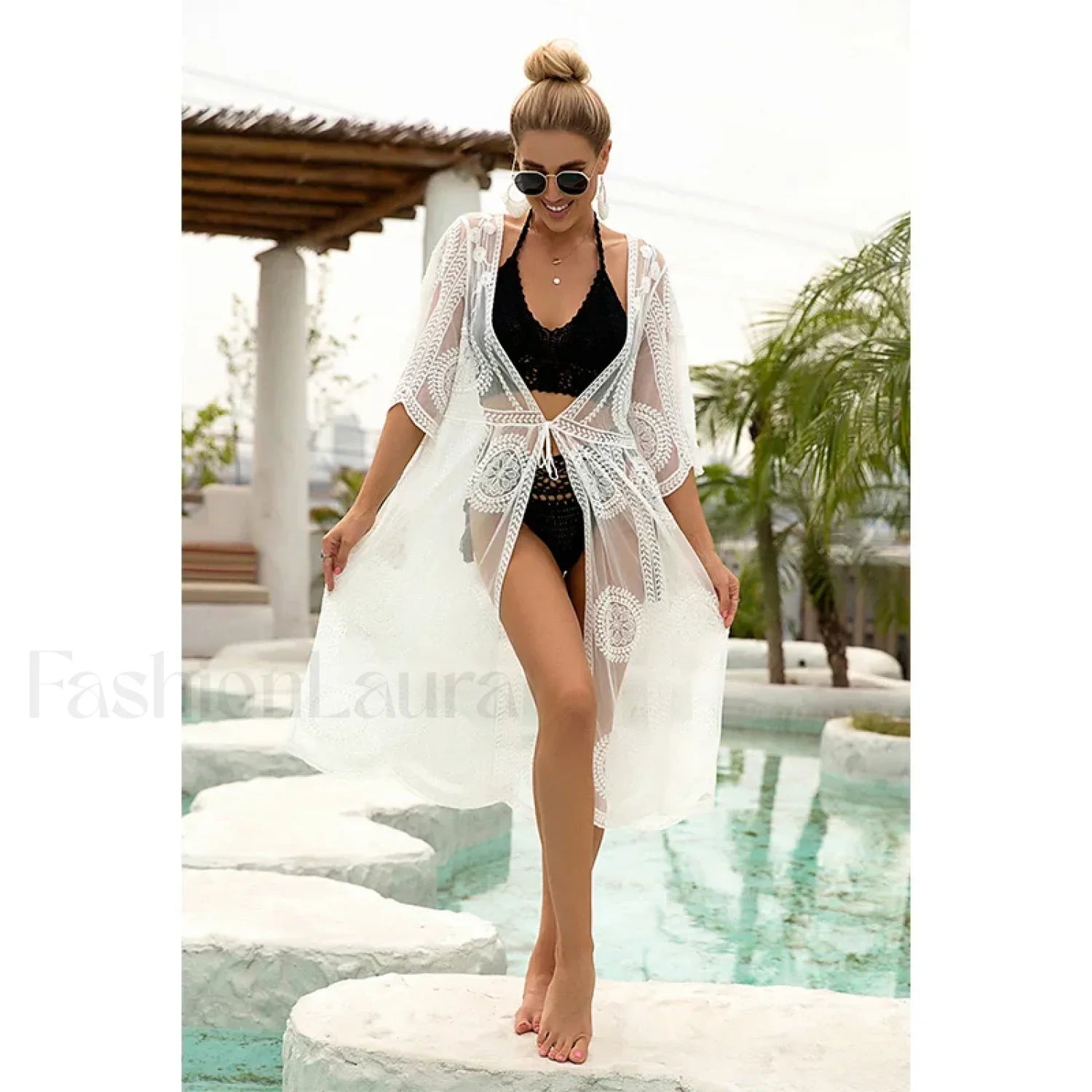 Lace Sheer Midi Beach Cover Up