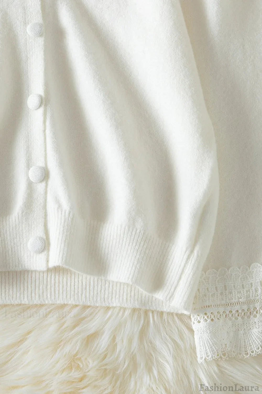 Lace Trim V Neck Cardigan