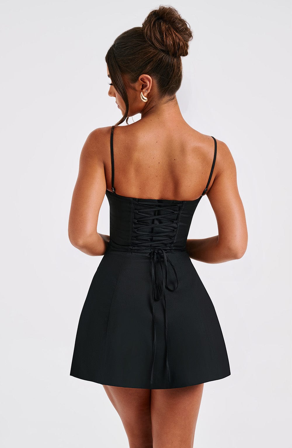 Sweetheart Tie Front Corset Bodice Fit and Flare Cami Mini Dress 4