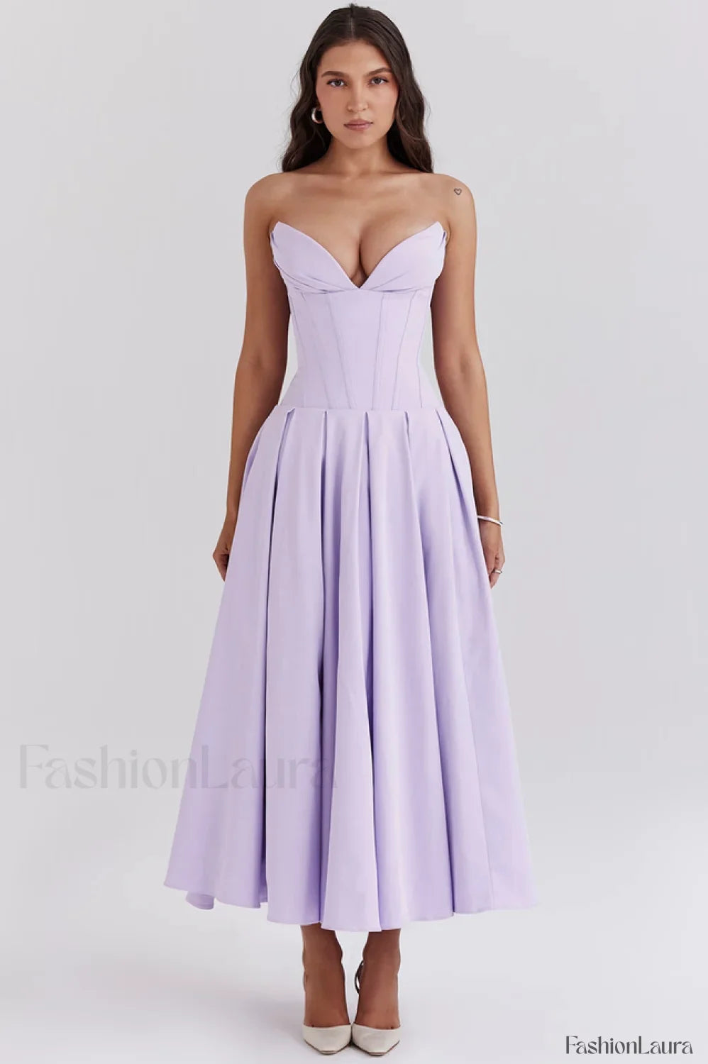 Lady Black Stylish Strapless Midi Dress