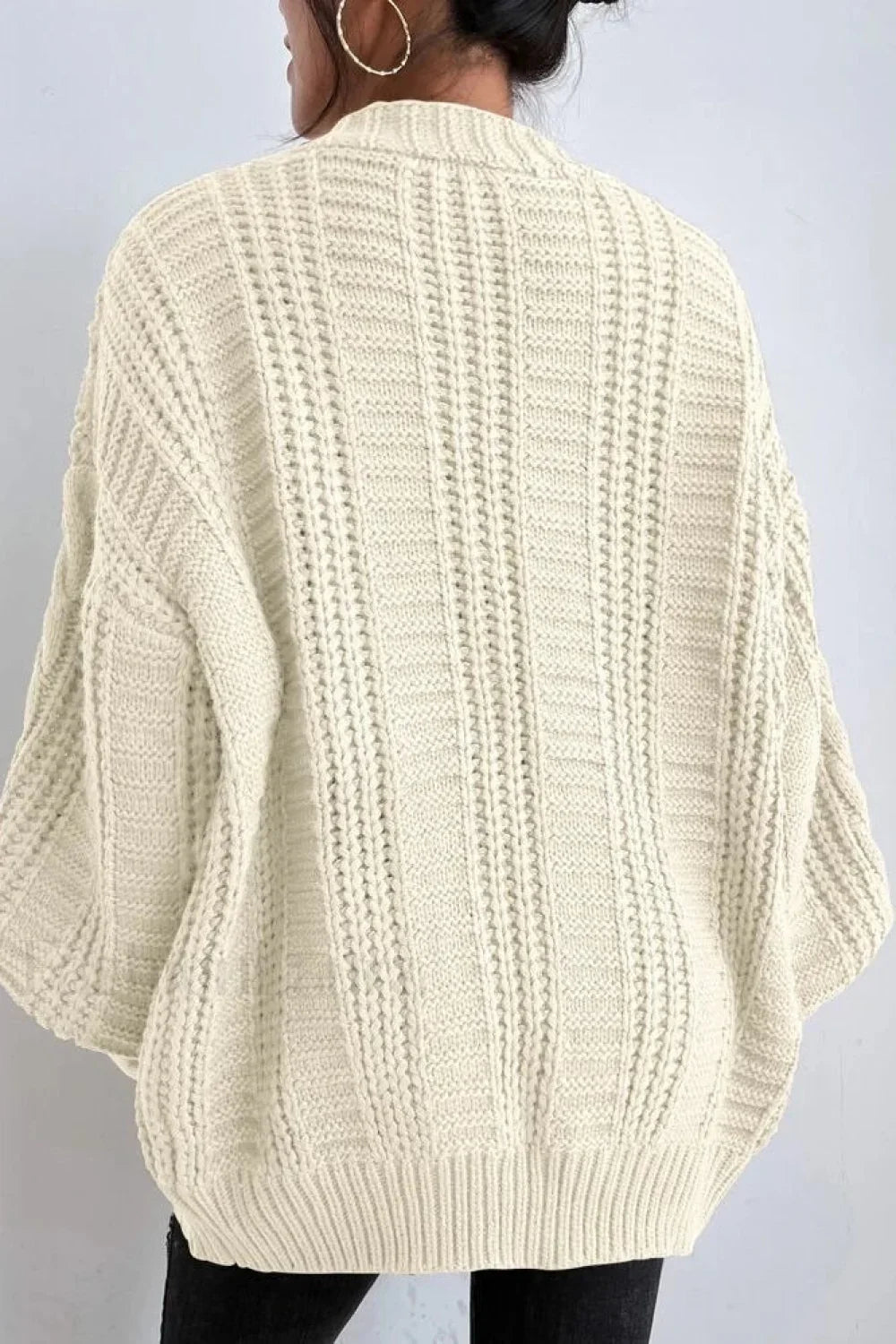 Lantern Sleeve Cable Knit Sweater