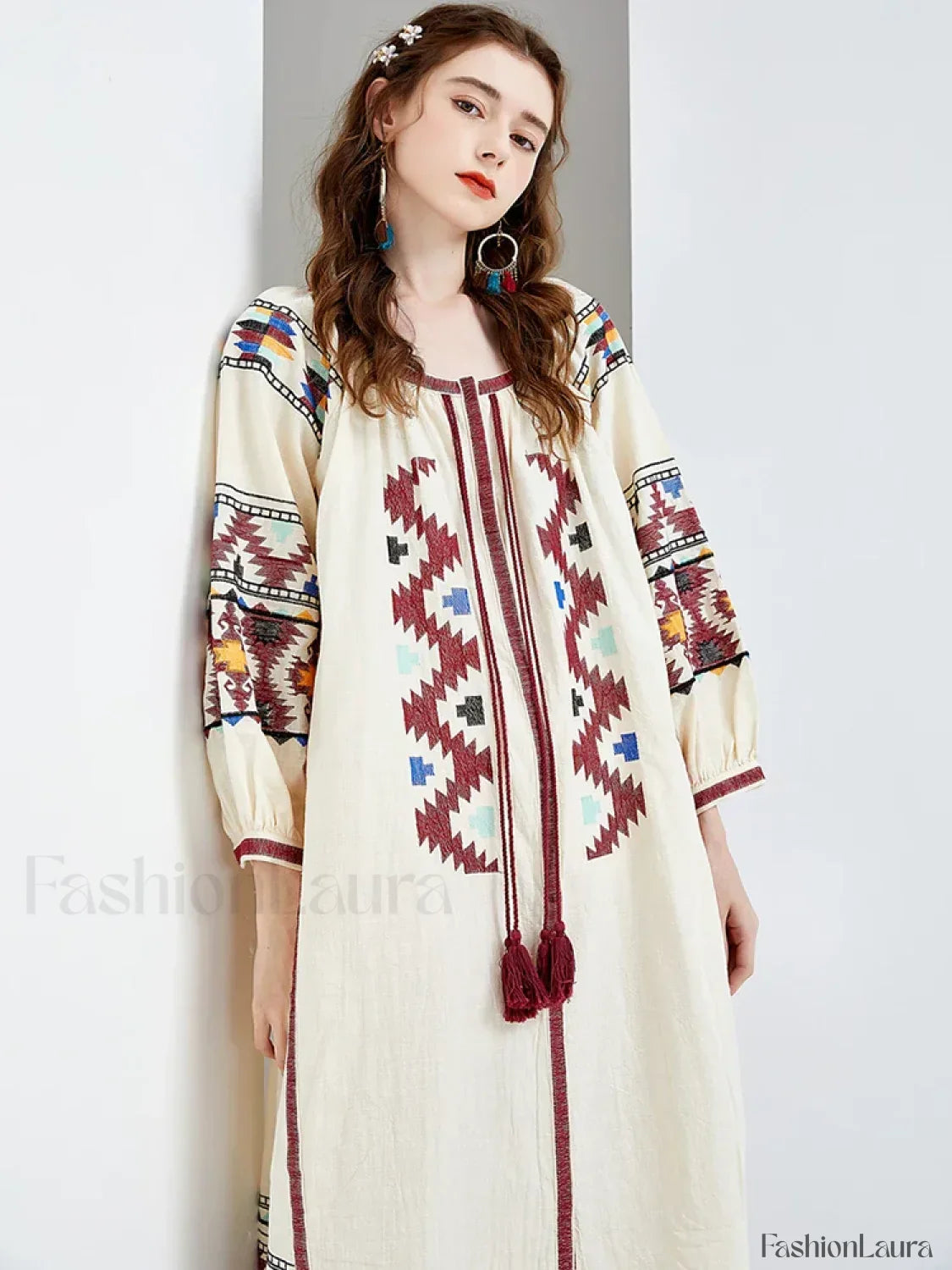 Lantern Sleeve Floral Boho Dress