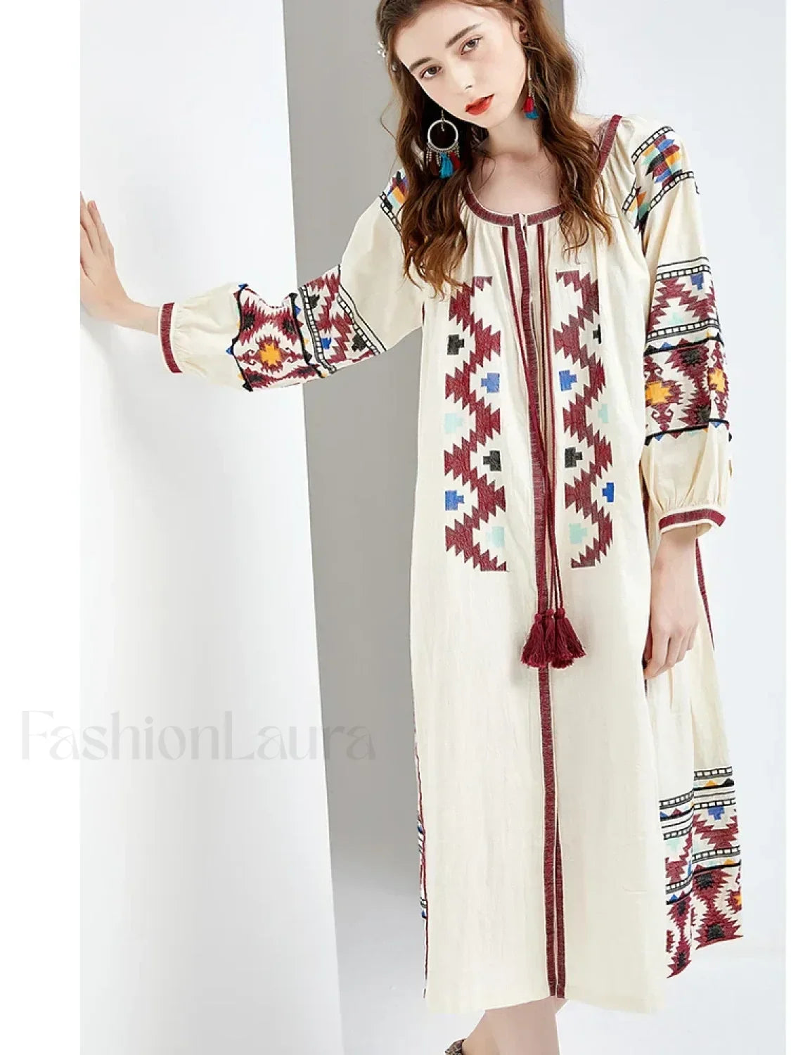 Lantern Sleeve Floral Boho Dress