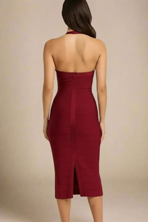 Lara Bandage Midi Dress - Red Wine