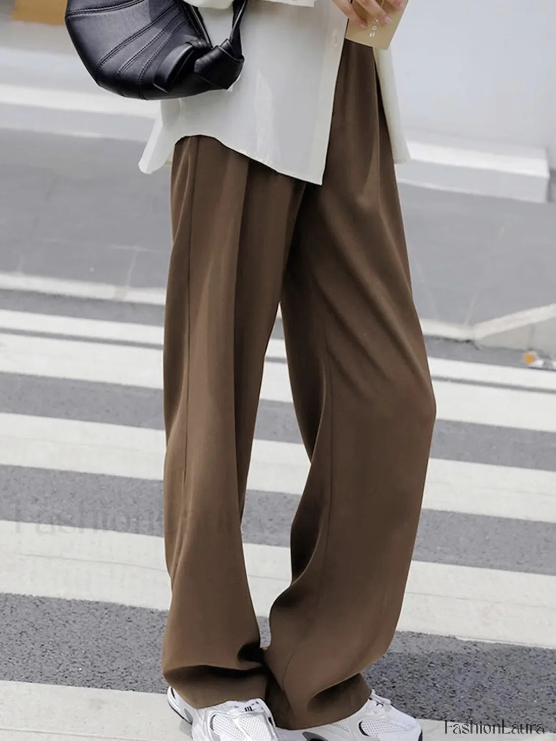 Lavish Style Pleat Trendy Wide Leg Pants