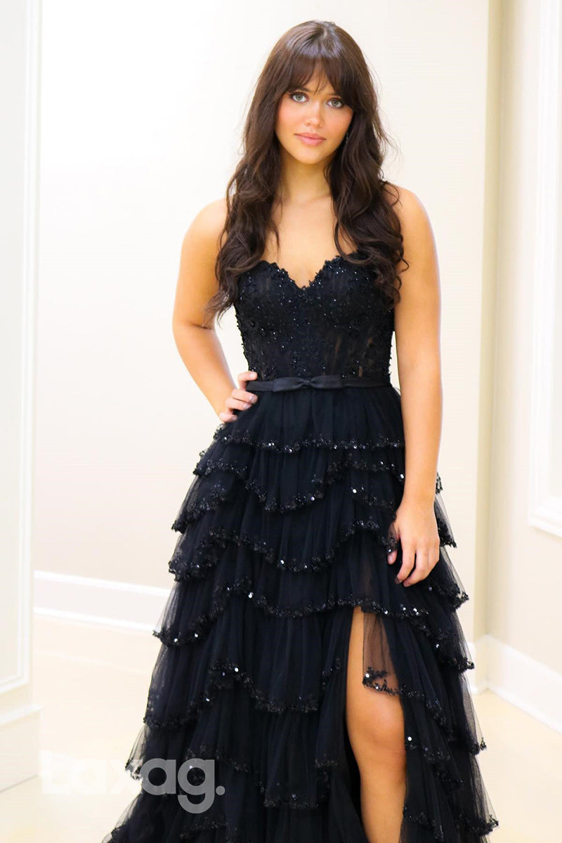 22011 - Spaghetti Straps Sweetheart Lace Appliques Semi Formal Prom Dress