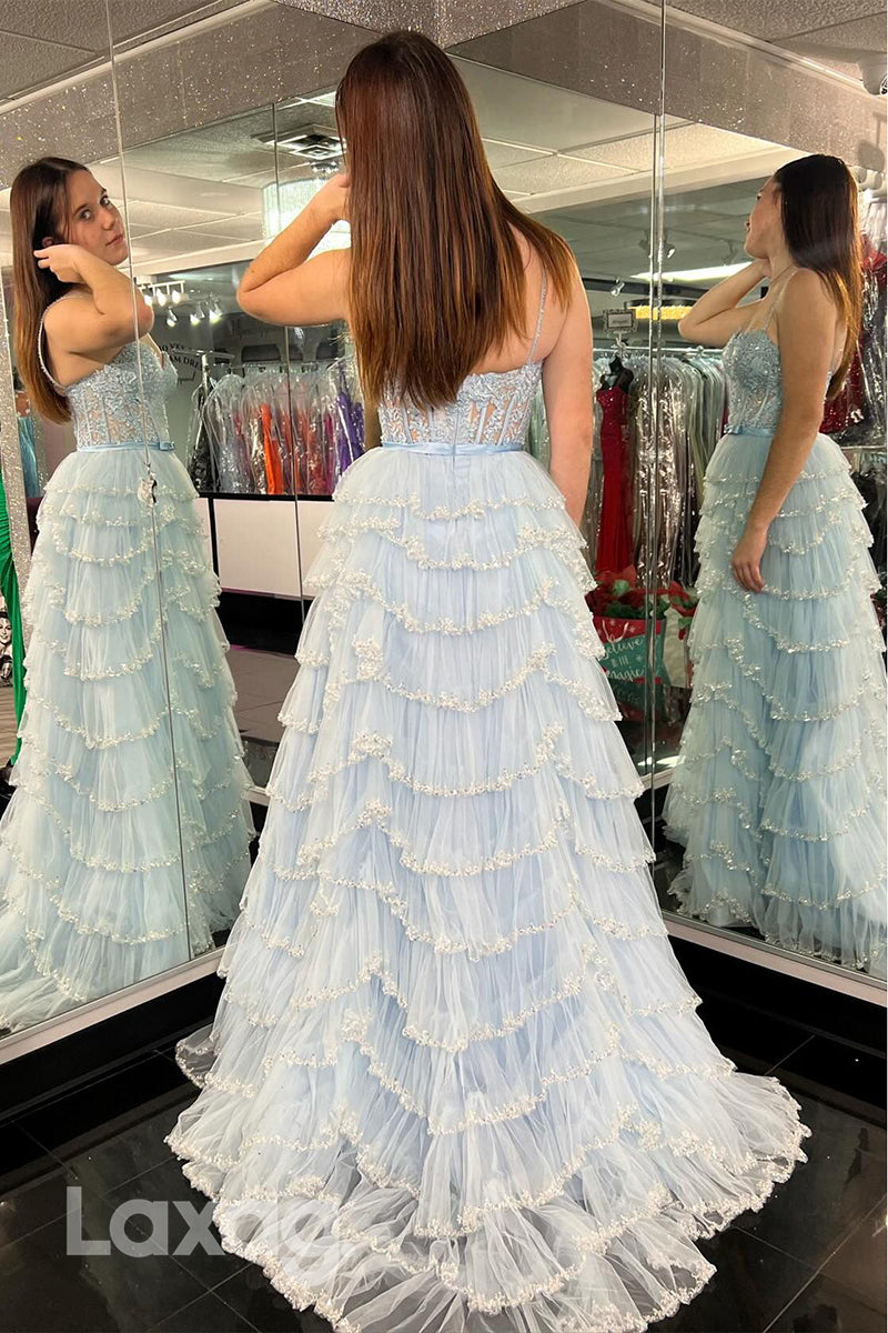 22011 - Spaghetti Straps Sweetheart Lace Appliques Semi Formal Prom Dress