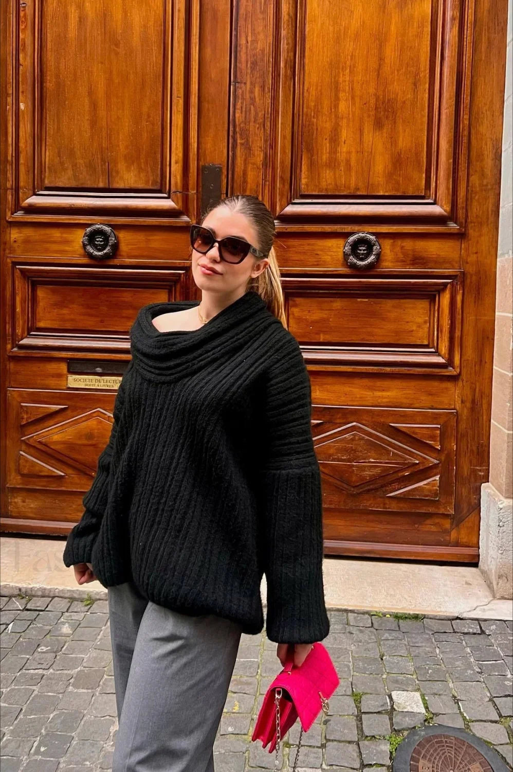 Lazy Chic Off-Shoulder Knit Sweater