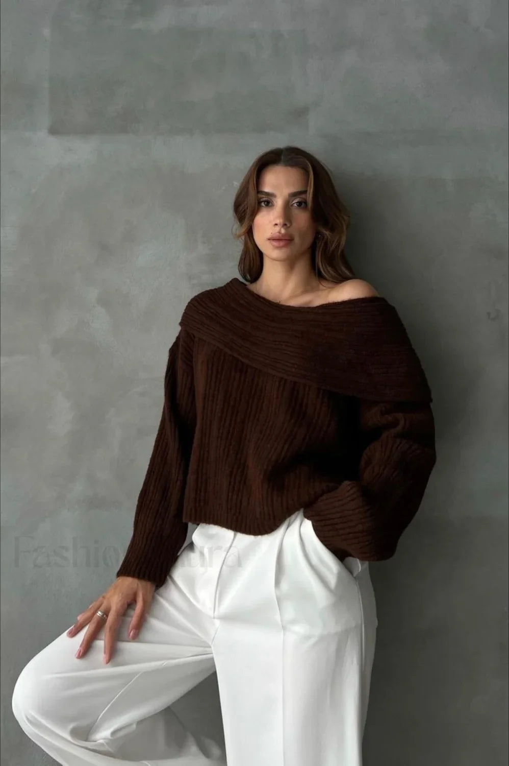 Lazy Chic Off-Shoulder Knit Sweater