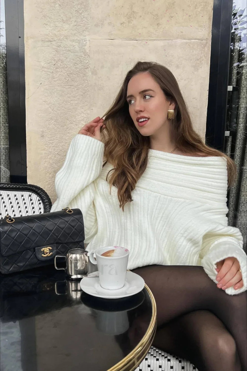 Lazy Chic Off-Shoulder Knit Sweater