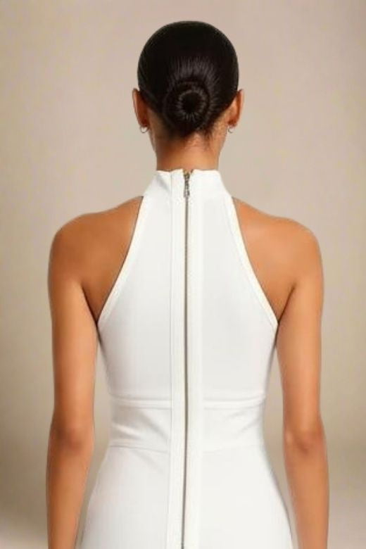 Lea Bandage Midi Dress - White Pearl