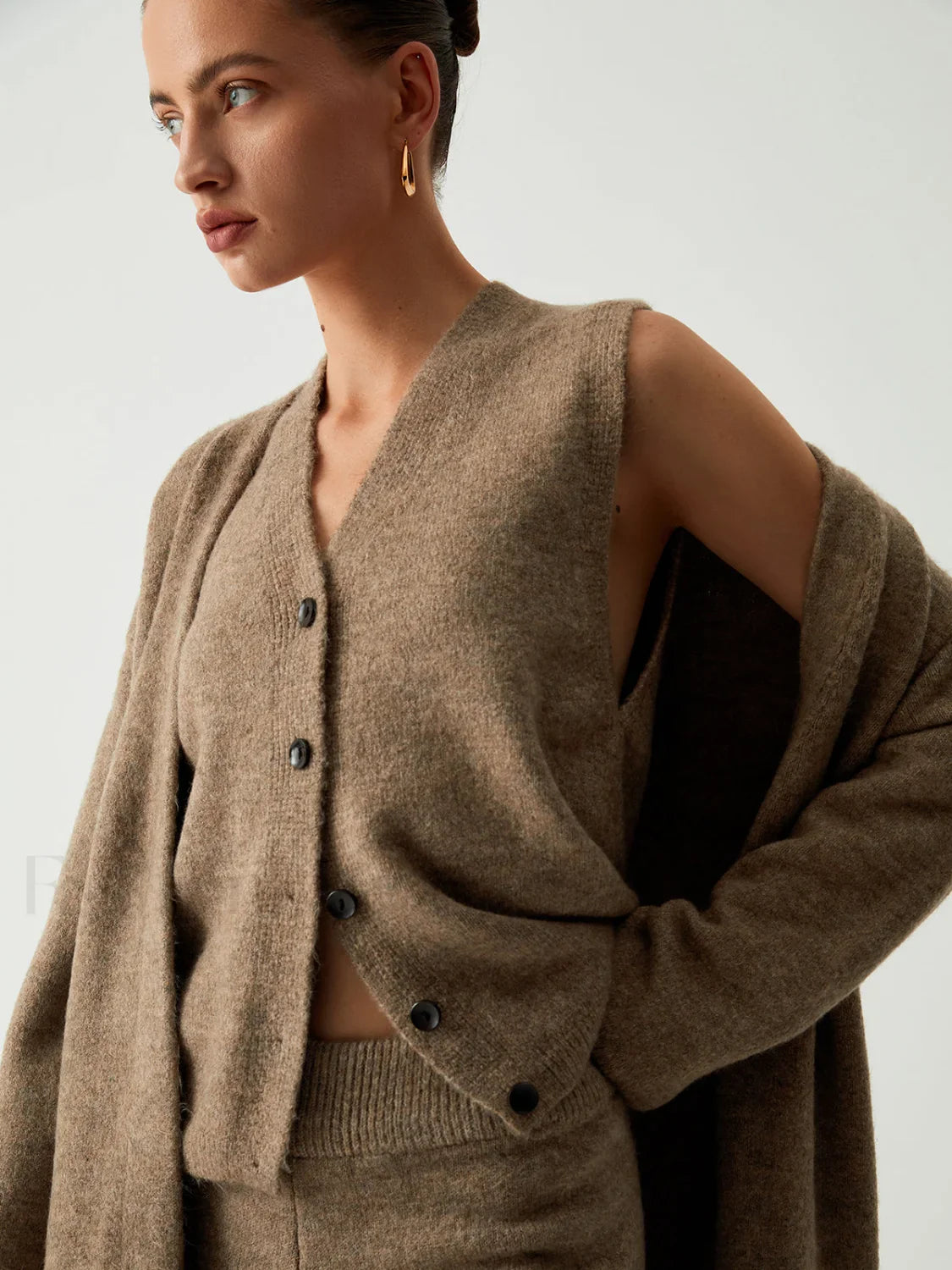 Leisure Long Cardigan Trendy Three Piece Pants Set