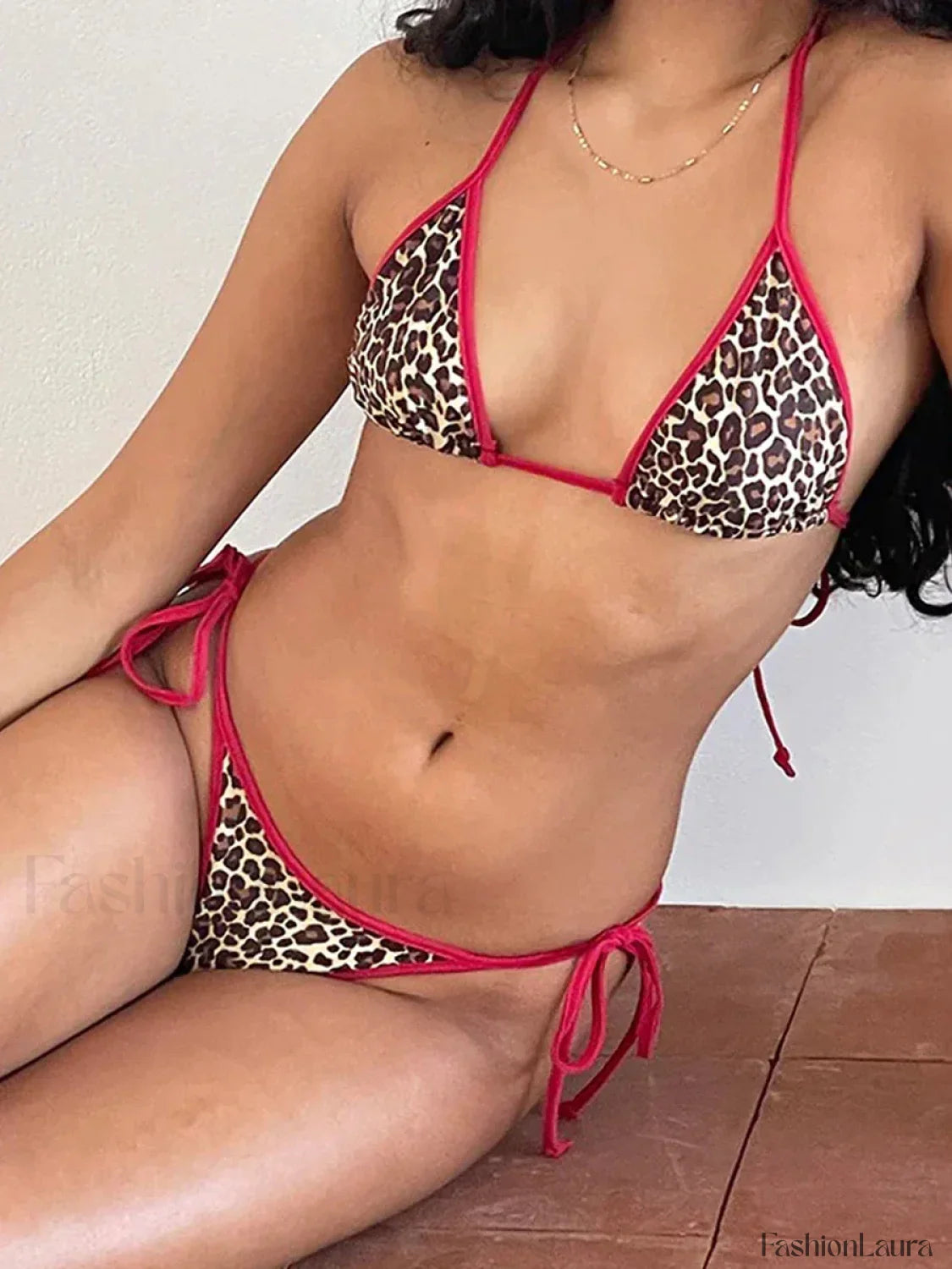 Leopard Print Tie-Up Bikini Set