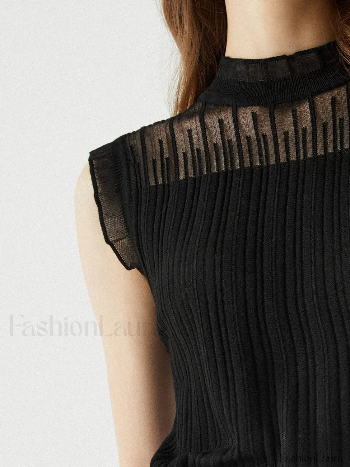 Lettuce Trim Patchwork Trendy Sleeveless Sweater Vest