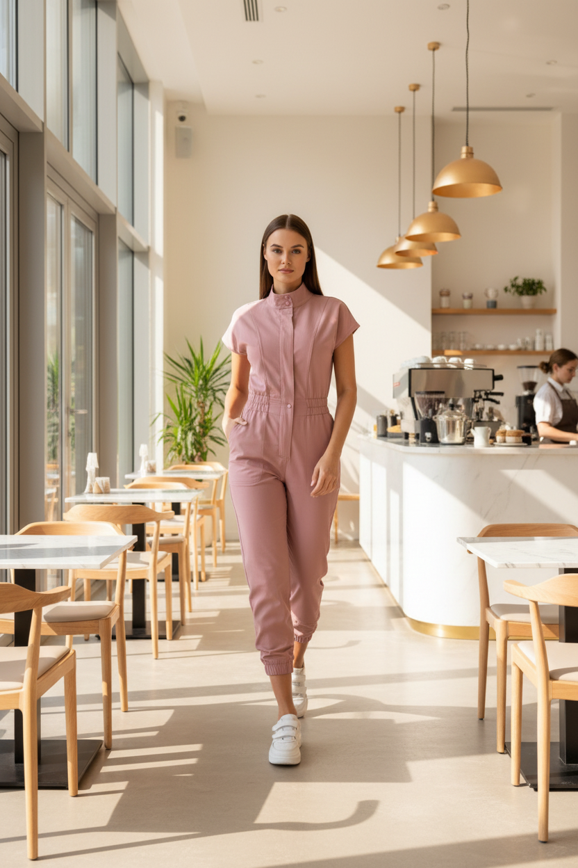 Elegant Soft Women's Jumpsuit with Pockets and Adjustable Straps